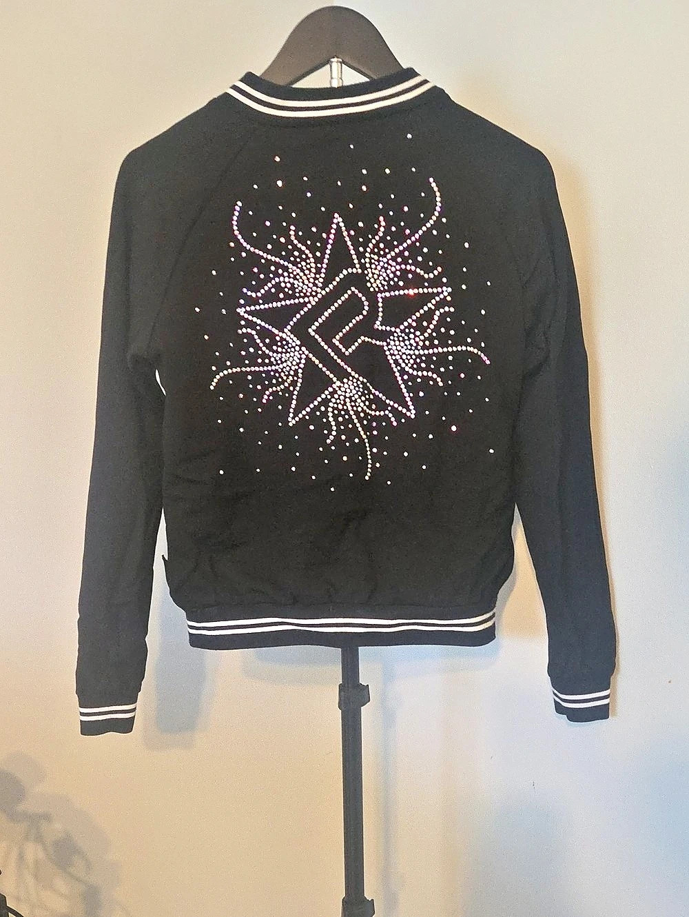 AXS Rhinestone Rebel Athletic Jacket in Black Like New